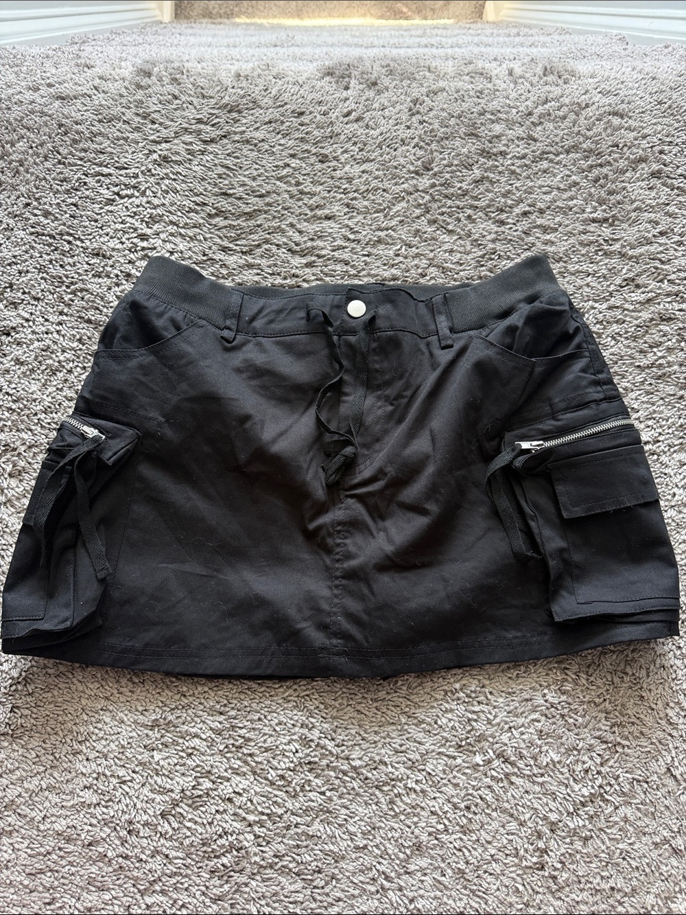 Fashion Nova Black Cargo Skirt with Zip Pockets and built in shorts
